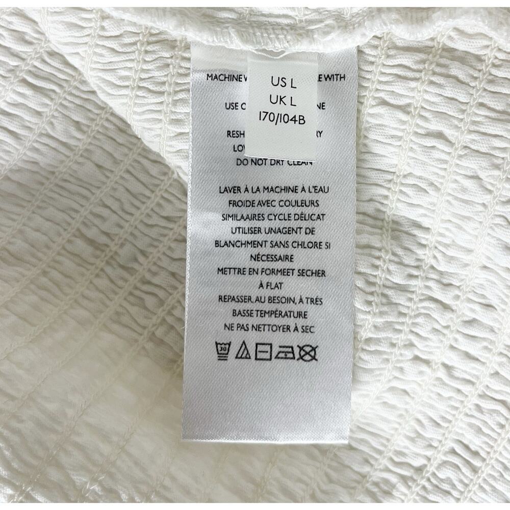 Anthropologie Pilcro Ginny Ivory Smocked Crop Top Cottagecore Boho Size Large - Picture 7 of 9